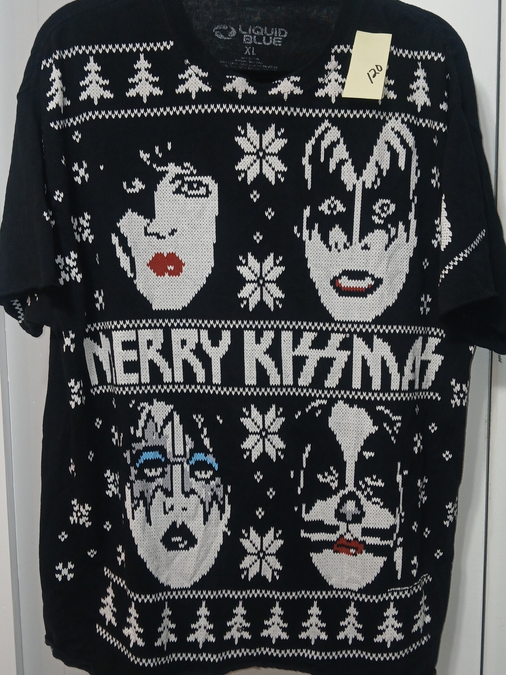 Liquid Blue Black Merry Kissmas KISS Graphic Crewneck Sweater Tee